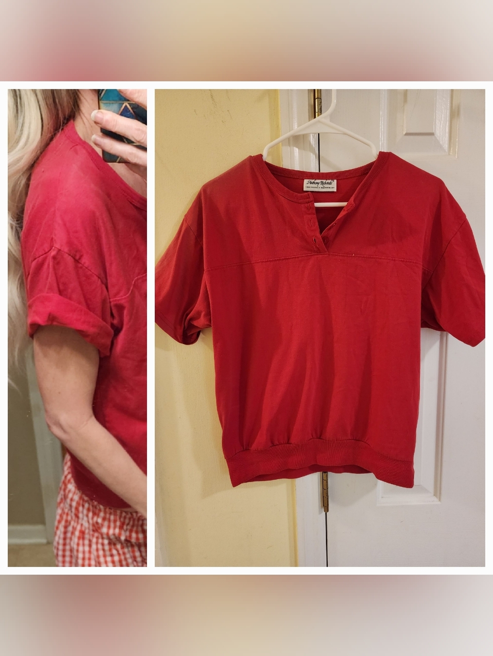 Vintage Anthony Richards Henley Polo Banded Bottom Top - Picture 2 of 2